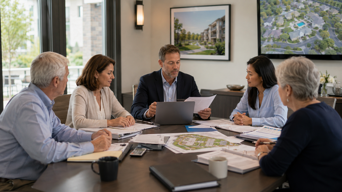 Business planning session in modern meeting room-1