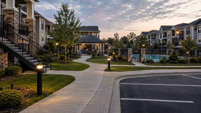 Serene apartment community at dawn-1